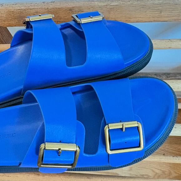 New Banana Republic Electric Blue Double Strap Buckle Sandal 9us Resort Wear - Picture 3 of 8